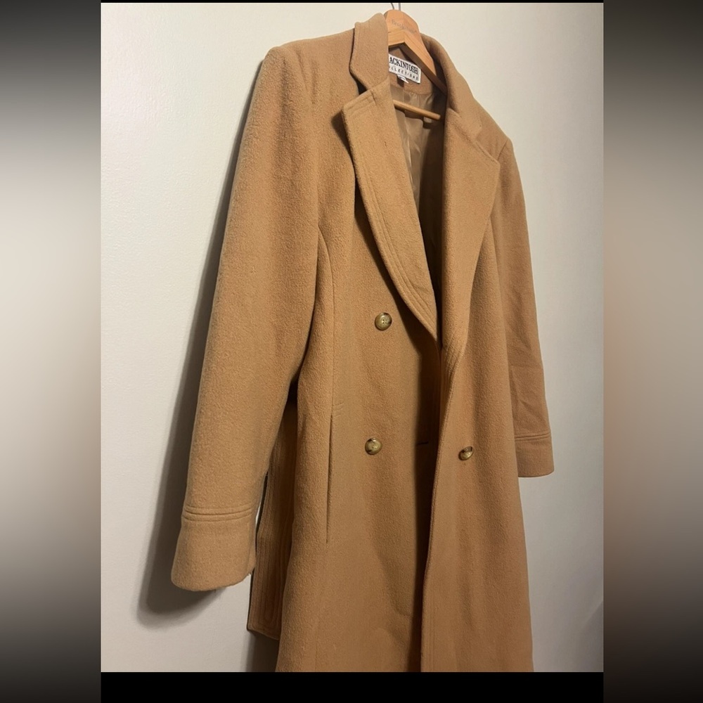XL Mackintosh Double Breasted Long Tan Wool (70%) Cashmere (10%) Blend Overcoat